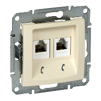 SDN4201147 - Sedna - double telephone outlet - RJ11 without frame beige, Schneider Electric