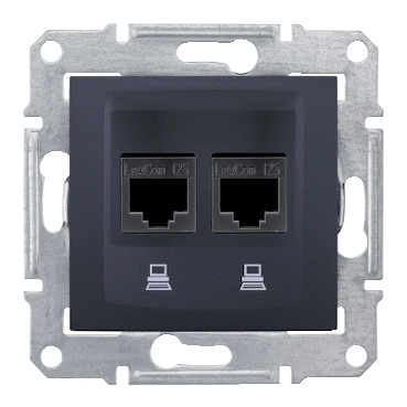 SDN4400170 - Sedna - double data outlet - RJ45 cat.5e UTP without frame graphite, Schneider Electric