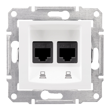 SDN4600121 - Sedna - double data outlet - RJ45 cat.5e STP without frame white, Schneider Electric
