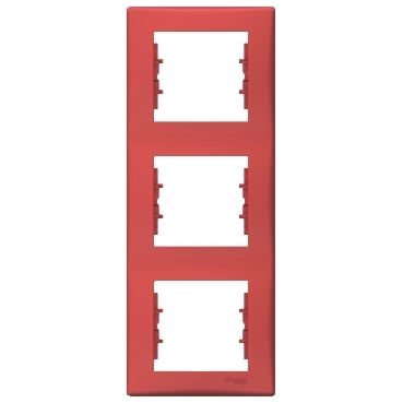 SDN5801341 - Sedna - vertical 3-gang frame - red, Schneider Electric