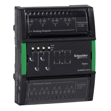 SXWUI8D4H10001 - UI-8/DO-FC-4-H Module: 8 Universal I & 4 Digital O (Form C) w hand ctrl/switch, Schneider Electric