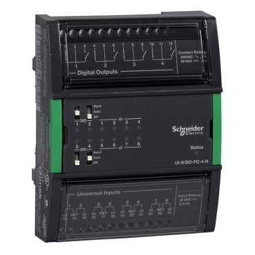 SXWUI8V4X10001 - UI-8/AO-V-4 Module: 8 Universal I & 4 Analog O (0-10VDC), Schneider Electric