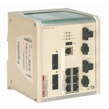 TCSESM063F2CS1 - Ethernet TCP/IP extended managed switch - ConneXium - 14TX/2FX - single mode, Schneider Electric