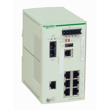 TCSESM083F1CS0 - switch cu management TCP/IP Ethernet - ConneXium - 7TX/1FX - mod unic, Schneider Electric