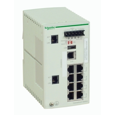 TCSESM103F23G0 - switch cu management TCP/IP Ethernet ConneXium - 8 porturi cupru + 2 pt. Gbit, Schneider Electric