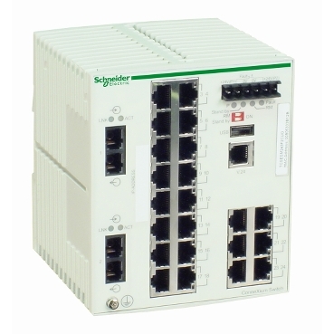 TCSESM243F2CU0 - switch cu management TCP/IP Ethernet ConneXium-22 porturi cupru + 2 fibra optica, Schneider Electric