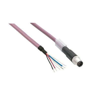 TCSXCNDFNX10V - power IN distribution cable - straight - M8 female-wire - 10m, Schneider Electric