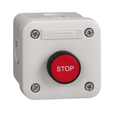 XALE1142 - control station XAL-E - 1 flush pushbutton - spring return - red - 1 NC - STOP, Schneider Electric