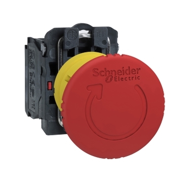 XB5AS8442 - red diam.40 Emergency stop, switching off pushbutton diam.22 latching turn release 1NC, Schneider Electric