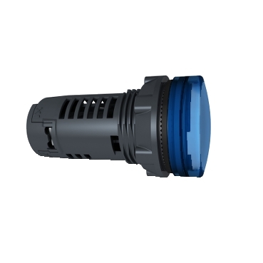 XB5EVB6 - blue Monolithic pilot light diam.22 plain lens with integral LED 24V, Schneider Electric