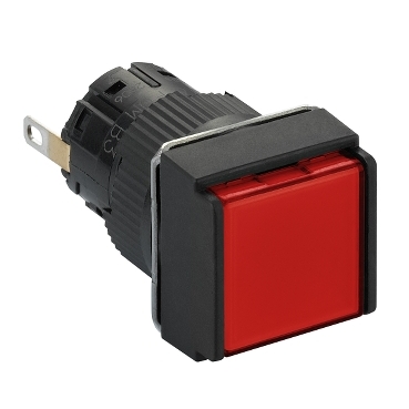 XB6ECV4JP - square pilot light diam. 16 - IP 65 - red - integral LED - 12 V - connector, Schneider Electric