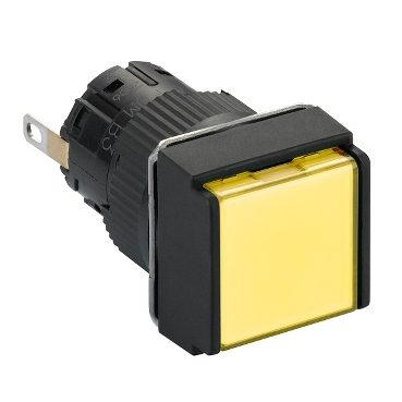 XB6ECV5BP - square pilot light diam. 16 - IP 65 - yellow - integral LED - 24 V - connector, Schneider Electric
