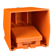 XPER310 - comutator picior simplu - IP66 -cu capac -metalic -portocaliu - 1 NC + 1 NO, Schneider Electric