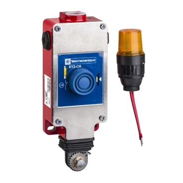 XY2CH13253 - e-stop rope pull switch XY2CH - 1NC+1NO - pilot light 24V - booted pushbutton, Schneider Electric