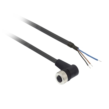 XZCP1340L5 - mama - M12 - 3-pini - conector precablat cu cot - cablu 5 m, Schneider Electric