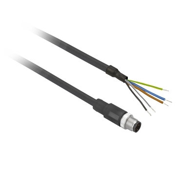 XZCP1541L1 - tata- M12 - 4-pini - conector precablat drept - cablu 1 m, Schneider Electric