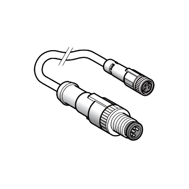 XZCR1509040H1 - prelungitor - tata M12 - 3-pini drept - mama M8 - 3-pini drept - cablu 1m, Schneider Electric
