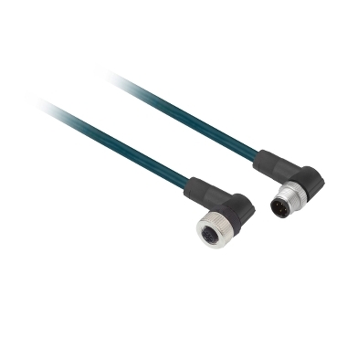 XZCR1512041C1 - cablu de sunt - tata M12, 4 pini drept - mama 12, 4 pini cu cot - cablu 1 m, Schneider Electric