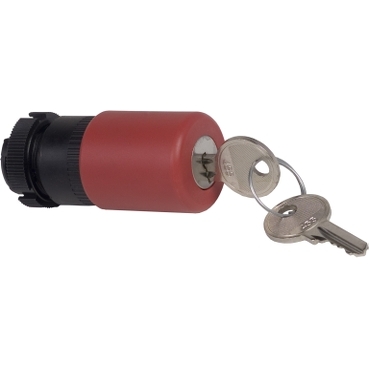 ZA2BS934 - red diam.30 Emergency stop, switching off head trigger and latching key release, Schneider Electric