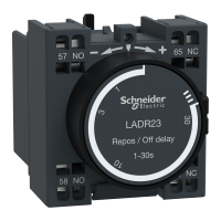LADR23 - Time delay auxiliary contact block, TeSys Deca, 1NO+1NC, off delay 1-30s, front, spring terminals, Schneider Electric