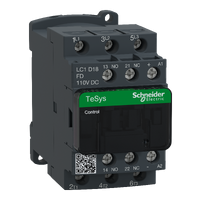 LC1D18FD - Contactor, Tesys Deca, 3P(3NO), AC-3/3e, <=440V, 18A, 110V DC coil, screw clamp terminals, Schneider Electric