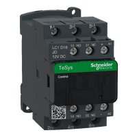 LC1D18JD - Contactor, TeSys Deca, 3P(3NO), AC-3/3e, <=440V, 18A, 12V DC coil, screw clamp terminals, Schneider Electric