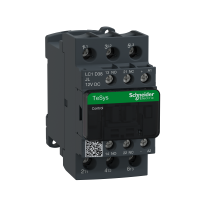 LC1D38JL - Contactor, TeSys Deca, 3P(3 NO), AC-3/AC-3e, 0 to 440V, 38A, 12VDC low cons coil, Schneider Electric