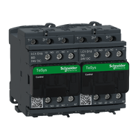 LC2D18BD - Reversing Contactor, TeSys Deca, 3P(3NO), AC-3, <=440V, 18A, 24V DC coil, with electrical interlocking, screw clamp terminals, Schneider Electric
