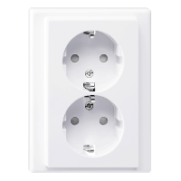 MTN2420-1425 - SCHUKO double socket-outlet, shuttered, screwless term., active white, M-Smart, Schneider Electric