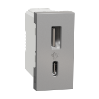 NU301630 - Noua Unica, Priza USB 1m tip A + C (15W), aluminiu, Schneider Electric