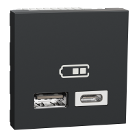 NU301854 - Noua Unica, Priza dubla incarcare USB 2.0 2m A+C antracit, Schneider Electric