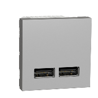 NU341830 - Noua Unica, Priza dubla incarcare USB 1A 2m aluminiu, Schneider Electric