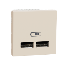 NU341844 - Noua Unica, Priza dubla incarcare USB 1A 2m bej, Schneider Electric