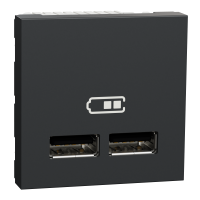 NU341854 - Noua Unica, Priza dubla incarcare USB 1A 2m antracit, Schneider Electric