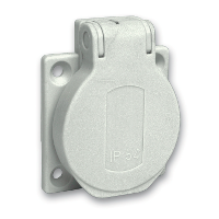 PKS51G - Priza SCHUKO, Gri, 2P+E, 10/16 A, 250 V, Ip54, Incastrata, Spate, Schneider Electric