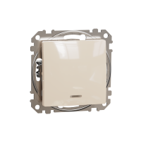 SDD112111L - Sedna Design, Intrerupator cu revenire indicator luminos albastru, bej, Schneider Electric