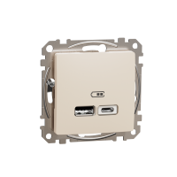 SDD112402 - Sedna Design, Priza incarcare USB A+C, 2.4A, bej, Schneider Electric