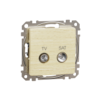 SDD180474S - Sedna Elements, Priza TV SAT intermediara 7dB, lemn, Schneider Electric