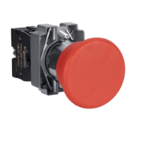 XB2BC42C - Easy Harmony XB2, buton de comanda, metalic, rosu, cap de ciuperca 40mm, 22mm, 1NC, Schneider Electric