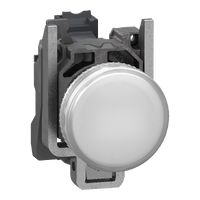 XB4BVB1 - Lampa pilot complet alba Ø22 lentile netede cu LED integral 24V, Schneider Electric