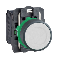 XB5AA11 - Push button, Harmony XB5, plastic, flush, white, 22mm, spring return, unmarked, 1NO, Schneider Electric