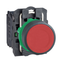 XB5AA41 - Push button, Harmony XB5, red flush complete Diam22 spring return 1 NO unmarked, Schneider Electric