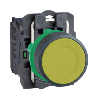 XB5AA51 - Buton Galben Ø 22, Revenire cu Arc Incastrata, 1No, Schneider Electric