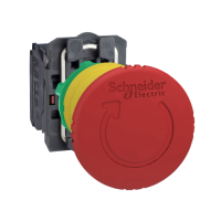 XB5AS84462 - Emergency stop switching off, Harmony XB5, plastic, red mushroom 40mm, 22mm, trigger latching turn to release, 2NC with monitoring, Schneider Electric