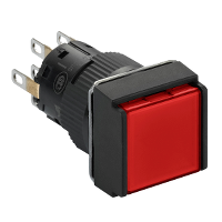 XB6ECW4B2P - Illuminated monolithic push button, Harmony XB6E, square red flush, 16mm, spring return, 24V DC, 2CO, Schneider Electric