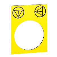 ZB2BY1W140 - Marked legend, Harmony XAC, nameplate, 30 x 40mm, plastic, yellow, 22mm push button, black marked EMERGENCY STOP, Schneider Electric