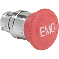 ZB4BS84430 - Emergency stop head, Harmony XB4, switching off, metal, red mushroom 40mm, 22mm, trigger latching turn to release, marked EMO, Schneider Electric