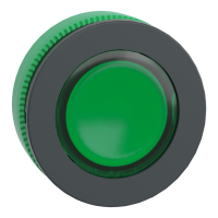 ZB5FH033 - Head for illuminated push button, Harmony XB5, plastic, green flush mounted, 30mm, universal LED, push-push, unmarked, Schneider Electric