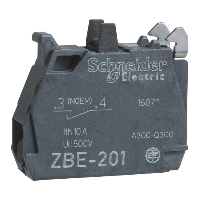 ZBE1016P - Bloc Contacte Simplu pentru Cap Ø22, Borna Clema cu surub, Praf de Aur 1 No, Schneider Electric